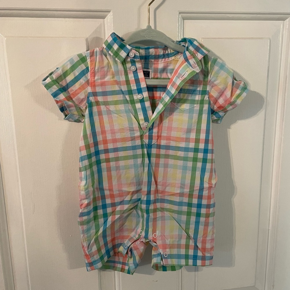 Janie and Jack Plaid Romper - 3-6M